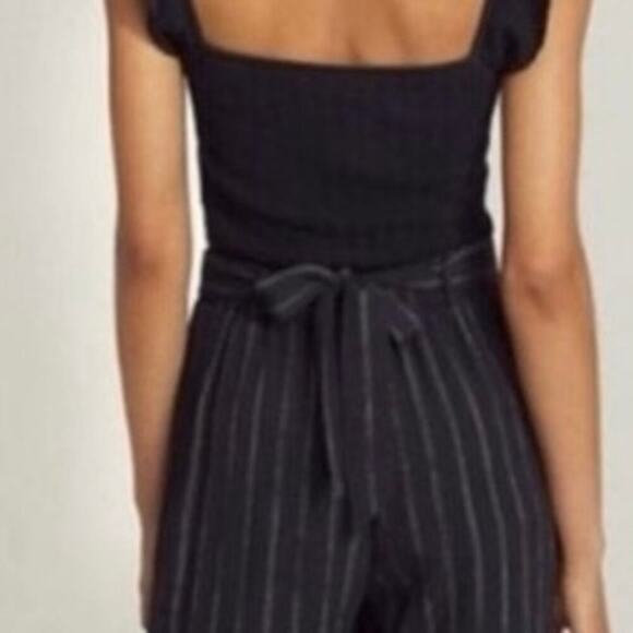 Wilfred ARITZIA Faun Black White Striped Pinstripe Wide-Leg Pants - Sz Medium - Picture 3 of 9